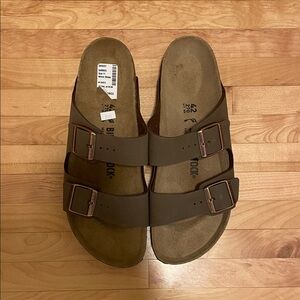New Birkenstocks Arizona Birko-Flor Slide Sandal Brown Size 11 (42)
